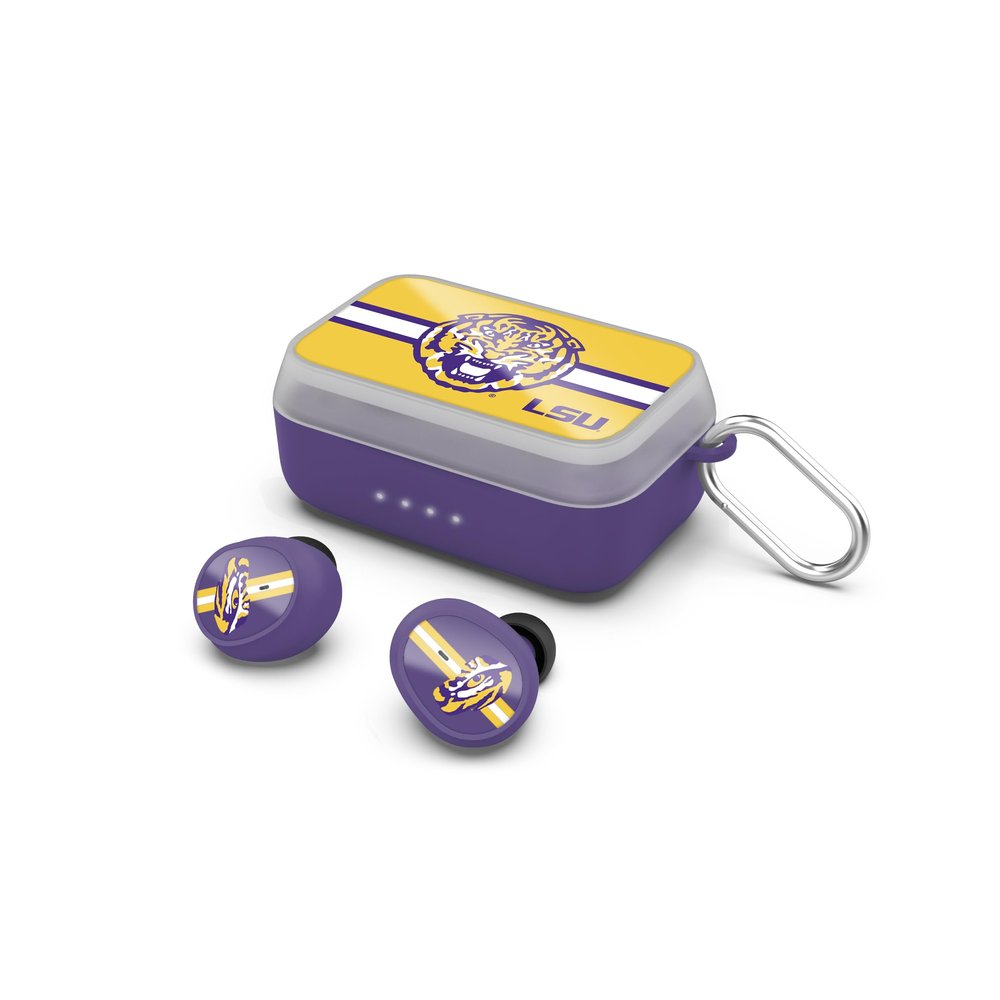 SOAR NCAA Wireless Sport Earbuds: Comfortable Fit & Convenient Charging, LSU Tigers