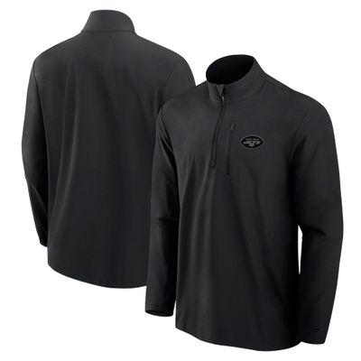 Fanatics Men's Black New York Jets Front Office Woven Quarter-Zip Jacket