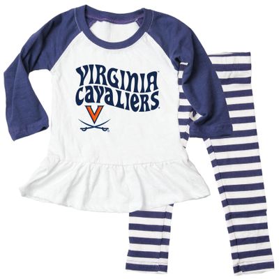 Wes and Willy NCAA Infant Girls Ruffle Raglan Set,Virginia Cavaliers,12M,Midnight