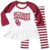Wes and Willy NCAA Infant Girls Ruffle Raglan Set,Oklahoma Sooners,12M,Bullseye Red view 1