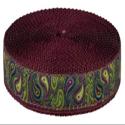 Country Brook Design - Dark Paisley On Burgundy Nylon Webbing Closeout (3/4 Inch, 10 Yards)