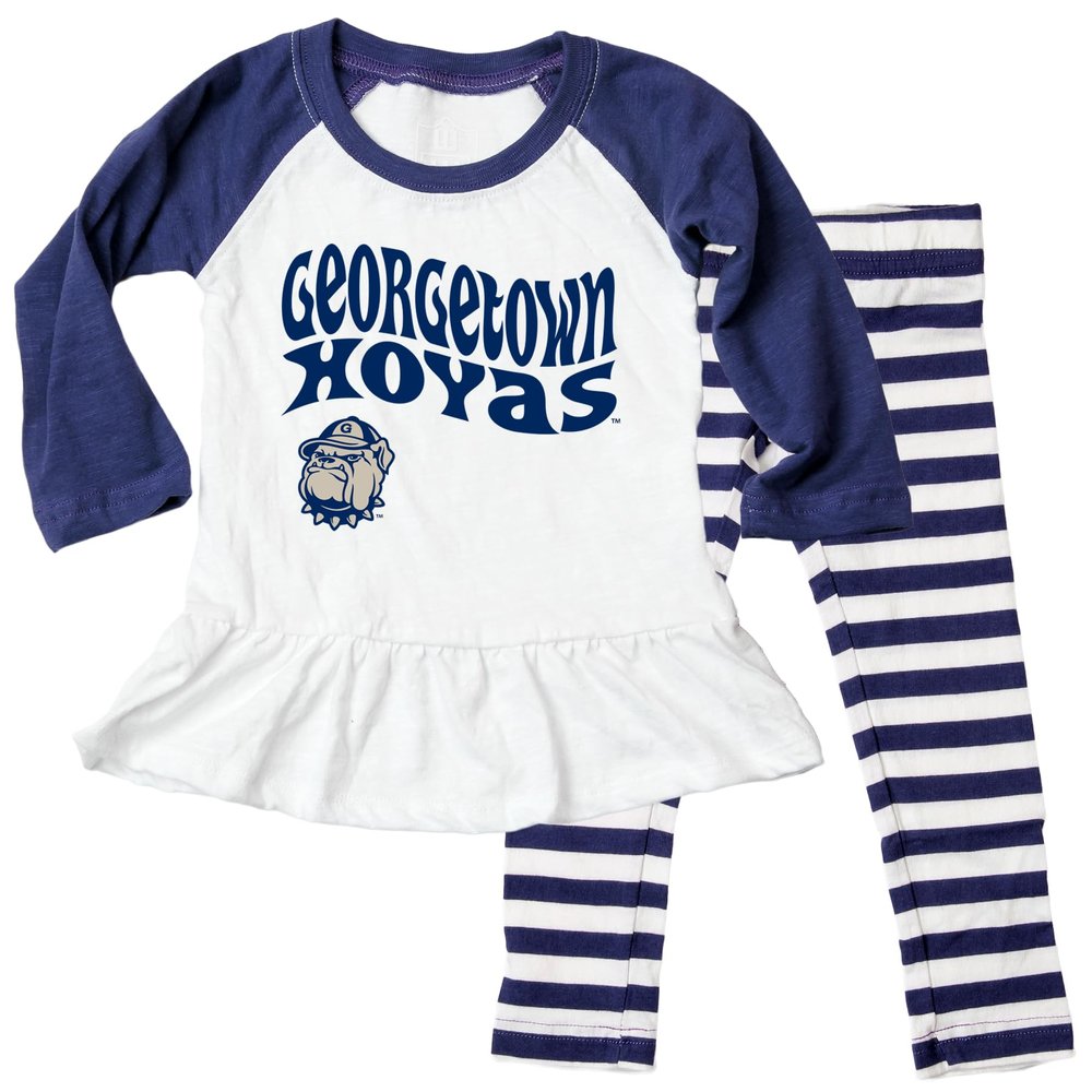 Wes and Willy NCAA Infant Girls Ruffle Raglan Set,Georgetown Hoyas,12M,Midnight