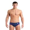 ARENA Performance Men's Icons Panel Swim Brief Chlorine Resistant MaxLife Sports Swimsuit Practice Pool Training Competitive Bathing Suit, Navy/Blue Cosmo/White/Red Fandango, US Size 40
