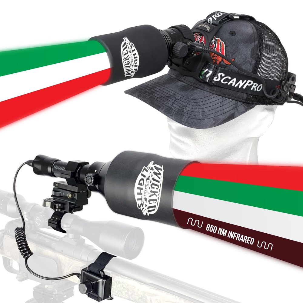 Wicked Lights A75iC 4-Color-in-1 & ScanPro iC GEN4 3-Color-in-1 Night Hunting Light and Headlamp Combo Pack W2106