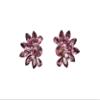 Faship Purple Rhinestone Crystal Floral Clip On Earrings - Purple view 1