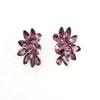 Faship Purple Rhinestone Crystal Floral Clip On Earrings - Purple view 2