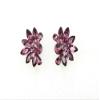 Faship Purple Rhinestone Crystal Floral Clip On Earrings - Purple view 3