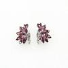 Faship Purple Rhinestone Crystal Floral Clip On Earrings - Purple view 4