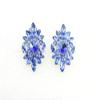 Faship Blue Rhinestone Crystal Floral Clip On Earrings - Blue view 3