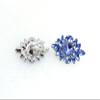 Faship Blue Rhinestone Crystal Floral Clip On Earrings - Blue view 4