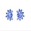 Faship Blue Rhinestone Crystal Floral Clip On Earrings - Blue