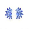 Faship Blue Rhinestone Crystal Floral Clip On Earrings - Blue view 2