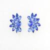Faship Blue Rhinestone Crystal Floral Clip On Earrings - Blue view 3