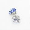 Faship Blue Rhinestone Crystal Floral Clip On Earrings - Blue view 4