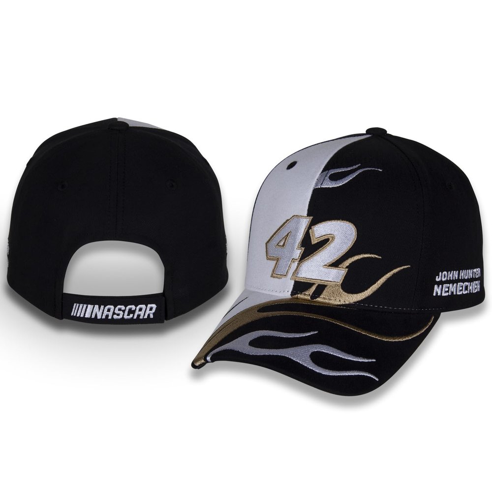 Checkered Flag Sports John Hunter Nemechek #42 NASCAR 2024 Flame Black Gold and White Adjustable Racing Hat