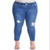 Royalty For Me Women's Plus Size Sustainable Wannabettabutt Skinny Jeans, Medium Blue Rips, 20W view 1