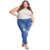 Royalty For Me Women's Plus Size Sustainable Wannabettabutt Skinny Jeans, Medium Blue Rips, 20W view 3