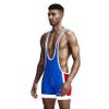 Wayonge Men's Wrestling Singlet Athletic Leotard for Active Wrestling or Workout Jumpsuits Men's Sleeveless Sport Bodysuit (TW-9701-Blue,XXL) view 2