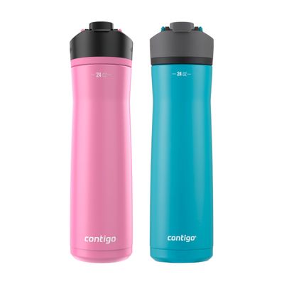 Contigo Cortland Chill 2.0 Stainless Steel Water Bottle with AUTOSEAL Lid 24 oz Juniper and Azalea 2-Pack