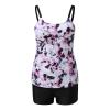 Women's Tankini Two Piece Bathing Suits Tummy Control Strapy Push up Swimsuit Floral Printed Swimdress with Boyshorts view 4