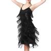 Akklian Cocktail Dress Womens Fashion Flapper Dresses Suspender Crewneck Sequin Feather Sleeveless Mini Dress Party Dress Black view 1