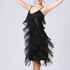 Akklian Cocktail Dress Womens Fashion Flapper Dresses Suspender Crewneck Sequin Feather Sleeveless Mini Dress Party Dress Black view 2