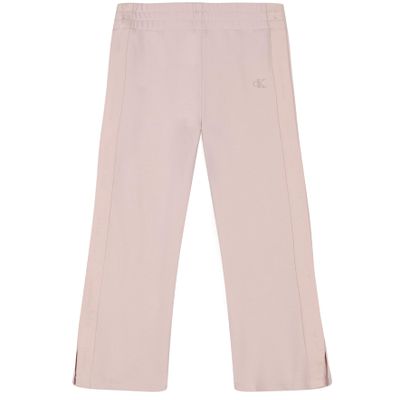 Calvin Klein Girls' Logo Sweatpants, Fleece Joggers with Ribbed Cuffs & Waistband, Peony Shimmer, 8-10