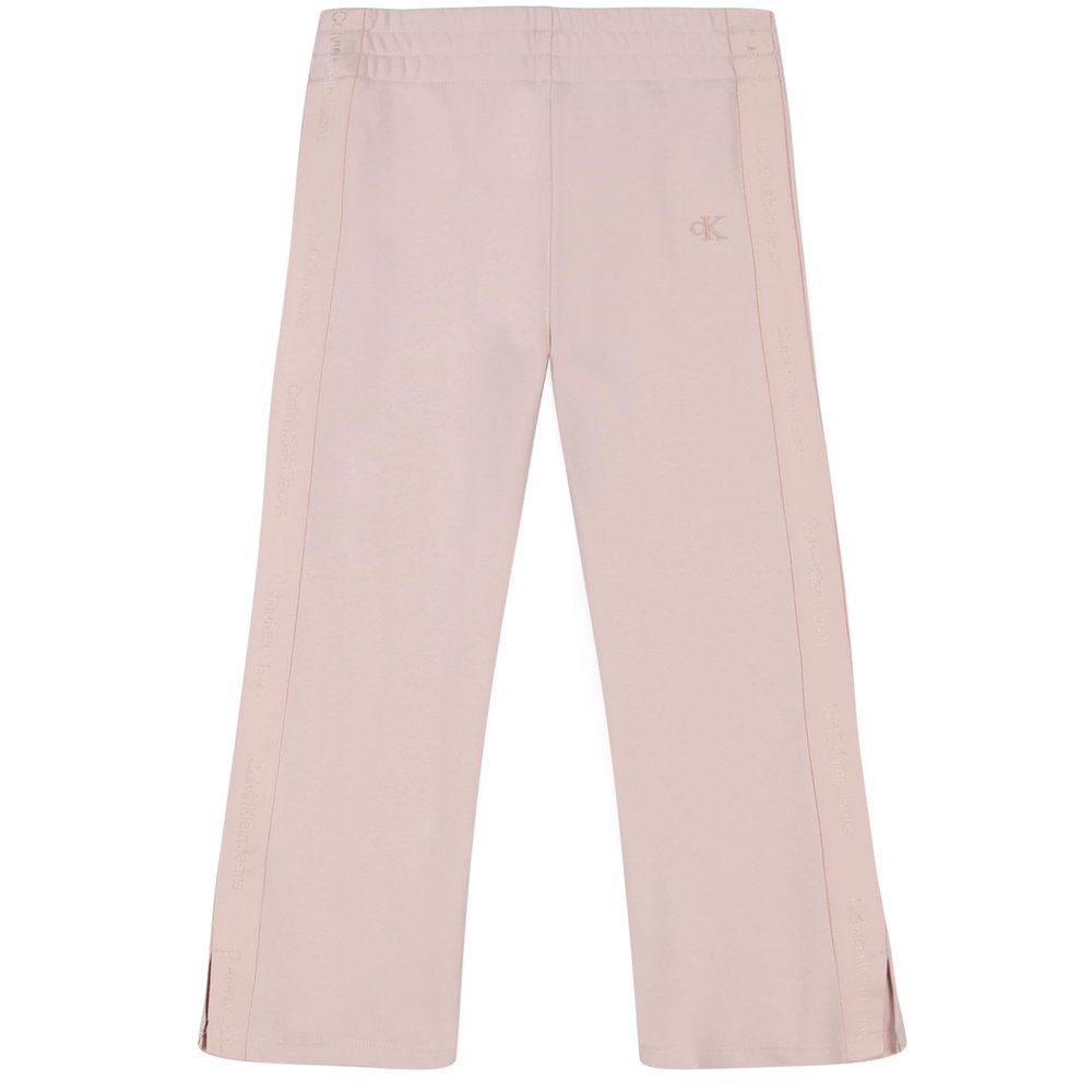 Calvin Klein Girls' Logo Sweatpants, Fleece Joggers with Ribbed Cuffs & Waistband, Peony Shimmer, 8-10