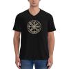COIEN Iceland Vegvisir T-Shirts Man's Casual Football Jersey V-Neck Short Sleeve Shirt Black view 2