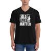 COIEN Old Lives Matter T-Shirts Man Casual Football Jersey V-Neck Short Sleeve Top Black, Large view 3