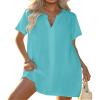 Halife Women's Plus Size Swim Cover Up V-Neck Short Sleeve Bathing Suit Coverups Beach Cover Ups Blue Green XXL view 1