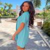 Halife Women's Plus Size Swim Cover Up V-Neck Short Sleeve Bathing Suit Coverups Beach Cover Ups Blue Green XXL view 3
