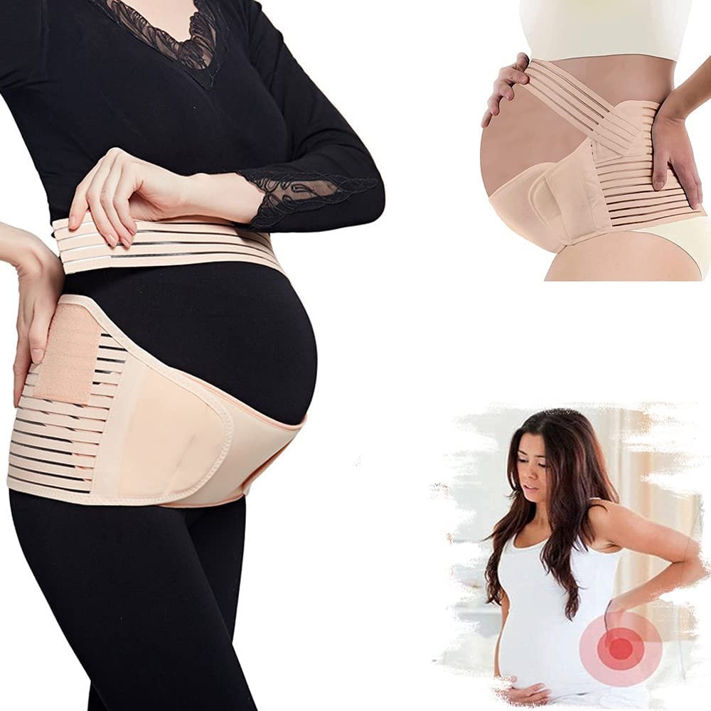 LGRFUXIN Maternity Belt Pregnancy Support, 3-in-1 Pregnancy Belly Band Belt/Brace, for Pain Relief and Postpartum Recovery, Lightweight Breathable Adjustable,L
