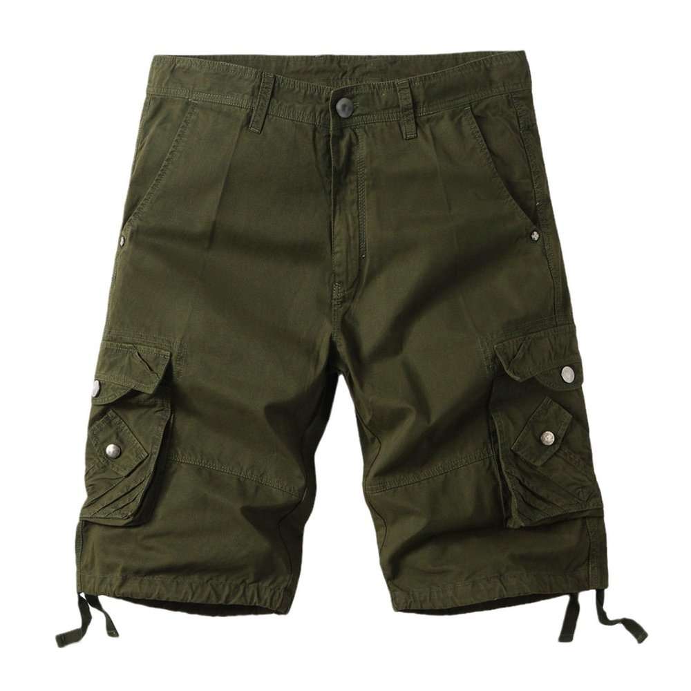 SWJGLITTR Mens Camouflage Cargo Shorts Casual Camo Summer Hiking Short Pant Lightweight Relaxed Cotton Outdoor Short (Military Green,36)