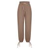 ZYXTIM Women's Boho Harem Pants, Plus Size Smocked Waist Wide Leg Loose Fit Casual Bohemian Hippie Utility Pants with Pockets(Brown,Medium) view 3