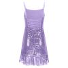 Akklian Womens Sparkle Sequin Dresses Sleeveless Low Cut Spaghetti Strap Mini Dress Party Cocktail Dress Irregular Swing Hem Multicolor view 2