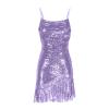 Akklian Womens Sparkle Sequin Dresses Sleeveless Low Cut Spaghetti Strap Mini Dress Party Cocktail Dress Irregular Swing Hem Multicolor view 3