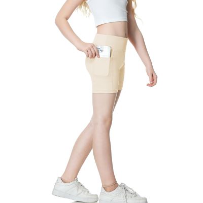 B&GCozy Girls Volleyball Shorts with Pockets Athletic Gymnastics Cheer Shorts Kids Yoga Dance Khaki