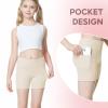 B&GCozy Girls Volleyball Shorts with Pockets Athletic Gymnastics Cheer Shorts Kids Yoga Dance Khaki view 4