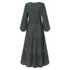 Akklian Womens Spring Dresses 2024 Long Sleeve Crewneck Empire Waist Chiffon Dress Flowy Casual Loose Maxi Dress Floral Dress Green view 3