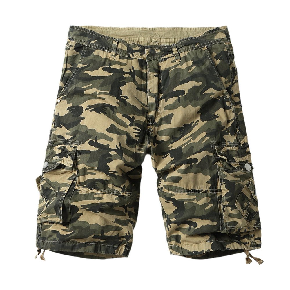 SWJGLITTR Mens Camouflage Cargo Shorts Casual Camo Summer Hiking Short Pant Lightweight Relaxed Cotton Outdoor Short (Khaki Camo,40)