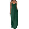 Akklian Summer Dresses for Women 2024 Vacation Casual Dress Boho Fashion V Neck Hoop Sling Beach Long Maxi Dress with Pockets Green view 1