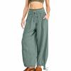 ZYXTIM Women's Boho Harem Pants, Plus Size Smocked Waist Wide Leg Loose Fit Casual Bohemian Hippie Utility Pants with Pockets(Green,Large) view 1