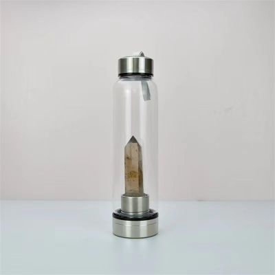 550 Ml Natural Crystal Water Bottle Reusable Gem Water Bottle Healing Elixir Point Reiki Crystal Obelisk Wand Stick Natural Quartz Crystal Gem Infused Water Bottle Sport Water Bottle ( Color : Smoky Q