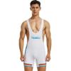 Wayonge Men's Wrestling Singlet Athletic Leotard for Active Wrestling or Workout Jumpsuits Men's Sleeveless Sport Bodysuit (TW9710-White,M) view 1
