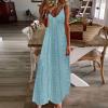 Akklian Women Summer Dress V Neck Spaghetti Straps Sleeveless Sundress Eyelet Embroidery Maxi Dress Casual Elegant Long Dress Light Blue view 2