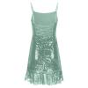 Akklian Womens Sparkle Sequin Dresses Sleeveless Low Cut Spaghetti Strap Mini Dress Party Cocktail Dress Irregular Swing Hem Mint Green view 2