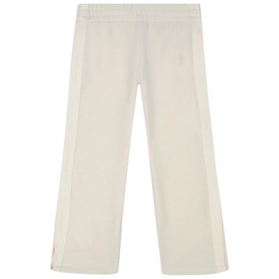 Calvin Klein Girls' Logo Sweatpants, Fleece Joggers with Ribbed Cuffs & Waistband, White Shimmer, 8-10
