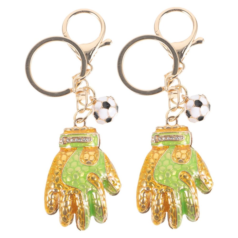 Mipcase 2pcs Soccer Goalie Glove Keychain Charms Goalkeeper Glove Shaped Keychain Decorative Pendant for Sports