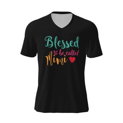 COIEN Blessed to Be Called Mimi T-Shirts Man's Casual Shirt V-Neck Short Sleeve Football Jersey Black, X-Large